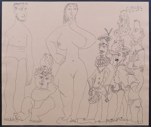  Style of Pablo Picasso:  Nude woman, Musketeers, and other Characters