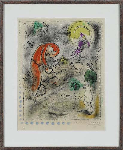 Marc Chagall (French/Russian 1887-1985), color lithograph titled Le Toits, pencil signed lower r