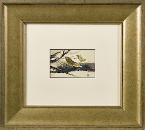 Andrew Wyeth (American 1917-2009), watercolor landscape Christmas card, inscribed verso Merry Chr