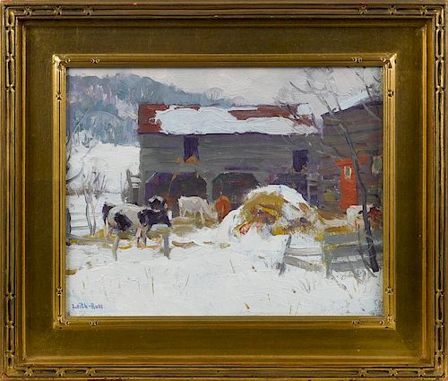 Harry Leith-Ross (American 1886-1973), oil on board titled A. Catskill Barn signed lower left an