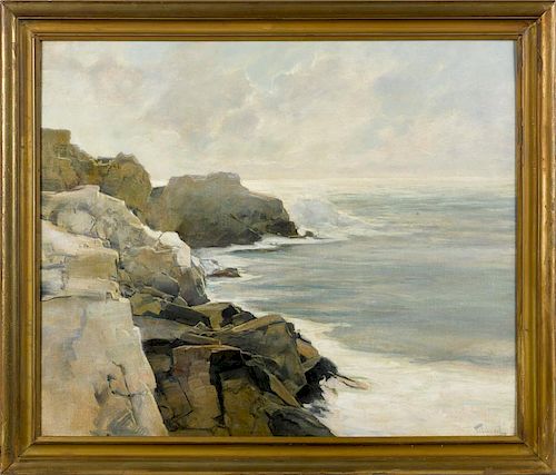 Frederick Judd Waugh (American 1861-1940), oil on board titled Coast Near Portland Maine, signed