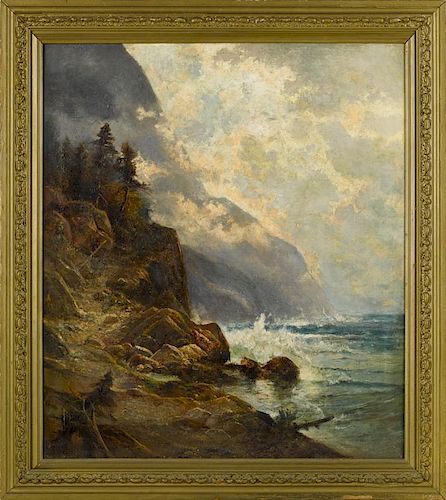 Carl Philipp Weber (American 1849-1922), oil on canvas coastal scene, signed lower left, 32'' x 28''