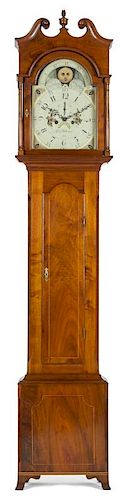 Woodstown, New Jersey Federal walnut tall case clock, early 19th c., with an eight-day movement, s
