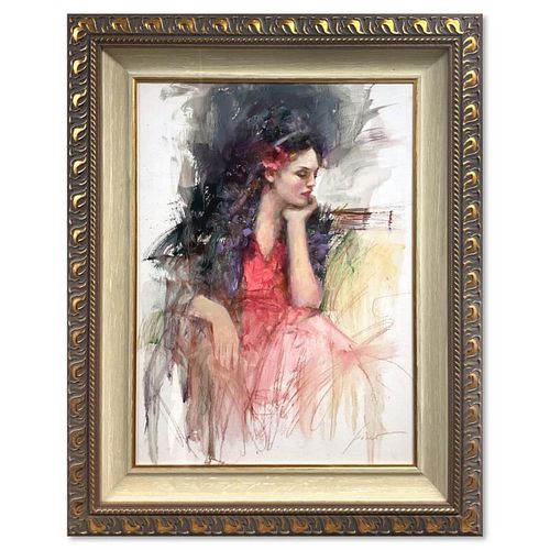Pino (1939-2010), "Dreams of Spain" Framed Original Oil Painting on Board, Hand Signed with Letter of Authenticity.