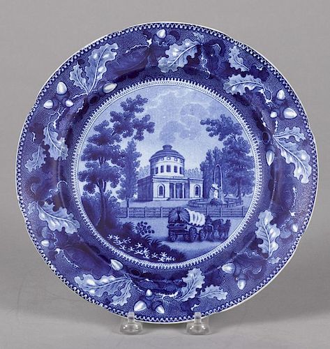 Historical blue Staffordshire Water Works Philadelphia plate, 10 1/8'' dia.