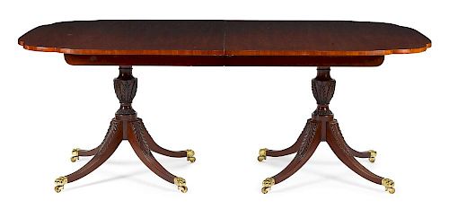 Kindel Winterthur Reproduction mahogany double-pedestal dining table, 29'' h., 77 3/4'' w., 45 3/4''
