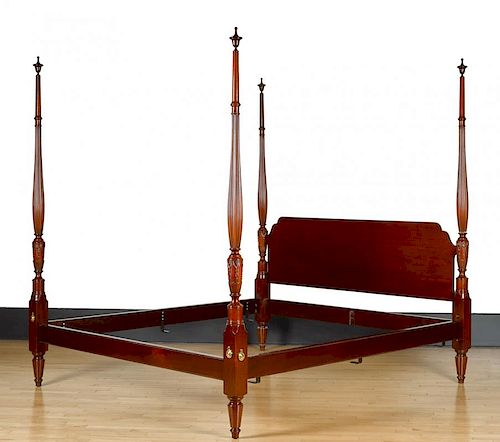 Kindel Winterthur Reproduction king size mahogany tall post bed, 89'' h., 82'' w., 88'' d.