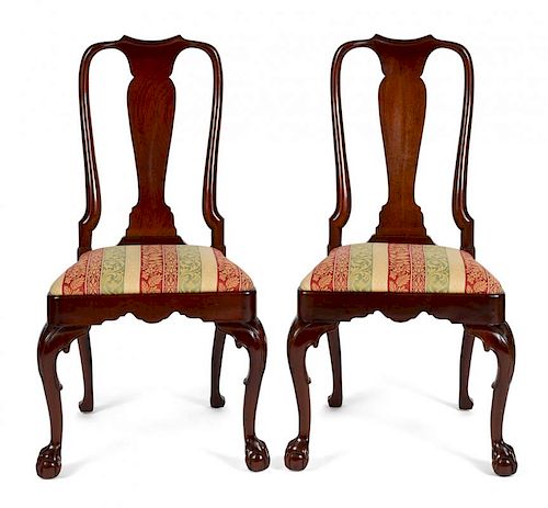 Pair of Kindel Winterthur Reproduction mahogany side chairs.