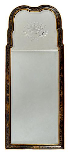 Kindel Winterthur reproduction japanned looking glass, 47 3/4'' x 19 1/2''.