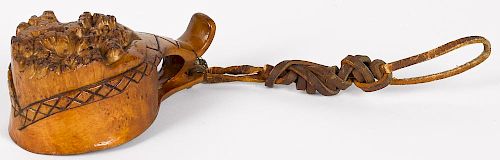 Carved burl canoe cup, ca. 1900, 4 3/4'' l.