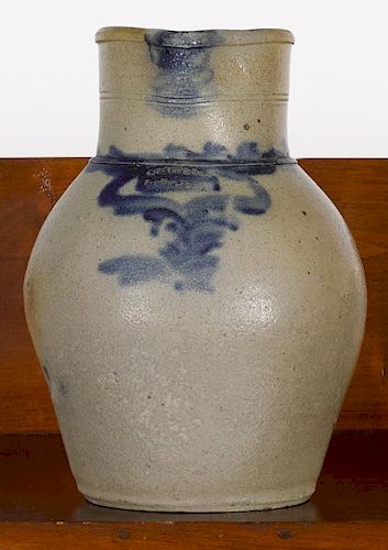 Pennsylvania stoneware pitcher, 19th c., impressed Gilson & Co., Reading, PA, with cobalt decora