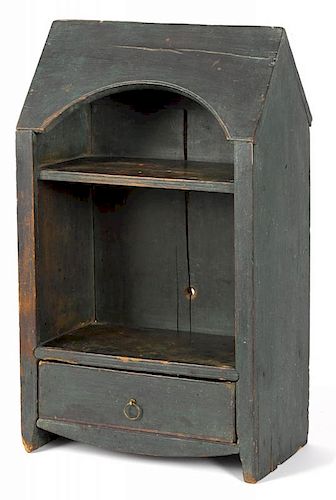 New England painted table top display cabinet, early 19th c., retaining an old green surface, 22 1