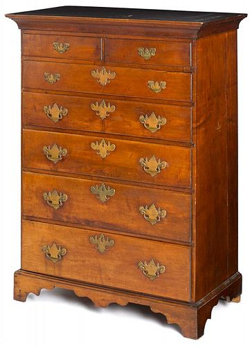New England Queen Anne maple semi-tall chest, ca. 1780, probably Rhode Island, 53'' h., 34 1/4'' w.