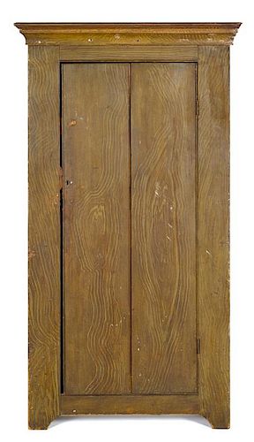 Pennsylvania painted poplar cupboard, 19th c., retaining its original grain decoration, 70 1/2'' h.