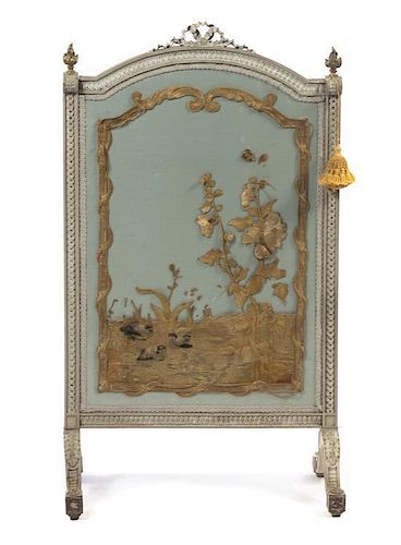 A Louis XVI Style Painted Firescreen, Height 40 inches.