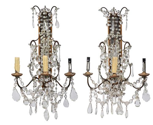 Pair of Continental Mirrored Wall Sconces