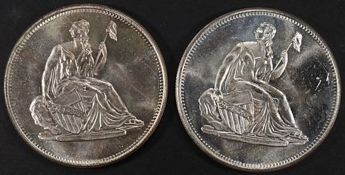 (2) 1 OZ .999 SILVER SEATED LIBERTY DESIGN ROUNDS