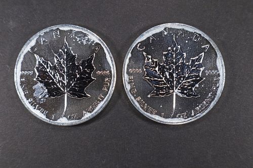 (2) 1 OZ .999 SILVER 2010 CANADIAN MAPLE ROUNDS