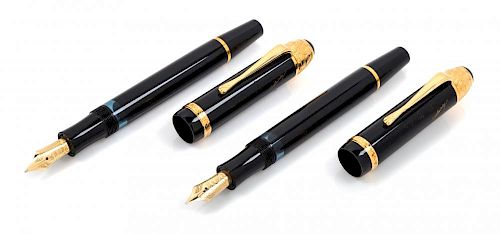 A Pair of Montblanc Meisterstuck Voltaire Limited Edition Fountain Pens