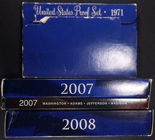 1971, 2007, 2008 US PROOF SETS