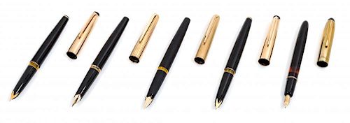 A Collection Five Montblanc Meisterstuck Fountain Pens