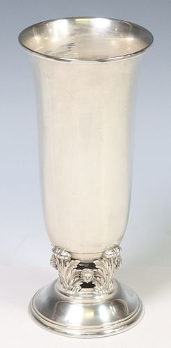 AMERICAN STERLING SILVER TALL TRUMPET-FORM VASE