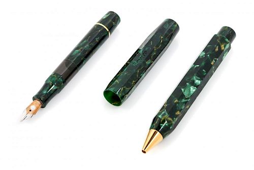A Visconti Kaweco Sport: Celluloid Limited Edition Fountain and Ball-Point Pen Set