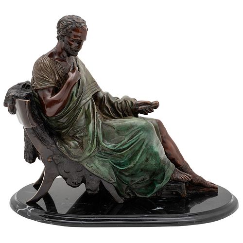 EMPERADOR ROMANO. EUROPA, SIGLO XX. Fundición en bronce con base de mármol. Firmada "E. Frederick". 39 x 50 x 28 cm