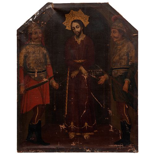 EL PRENDIMIENTO DE CRISTO MÉXICO, SIGLO XVIII  Óleo sobre tela Detalles de conservación y pérdidas de capa pictórica 116 x...