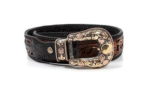 Edward H. Bohlin, Hollywood, CA Silver, Yellow and Rose Gold Three Piece Ranger Set Belt 36 inches.
