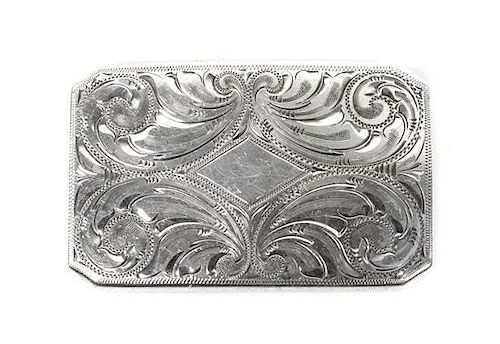 Edward H. Bohlin, Hollywood, CA, Sterling Silver Belt Buckle Height 2 x width 3 1/4 inches