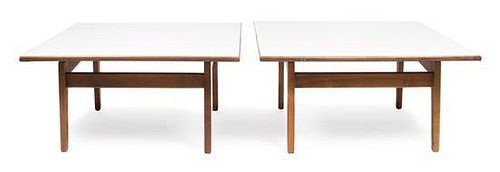 Three Walnut Low Tables The first: height 15 x length 72 x depth 21 inches.