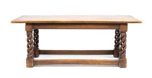 A Continental Oak Low Table Height 18 x length 48 x depth 15 3/4 inches.