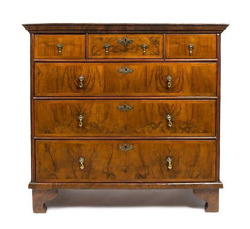 A George III Mahogany Chest of Drawers Height 38 x width 40 x depth 21 1/2 inches.