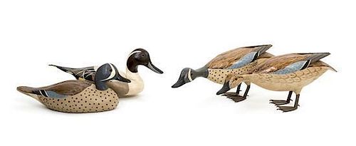 Four Decoys, Chas. A. Moore Height of largest 5 x length 14 1/2 inches.