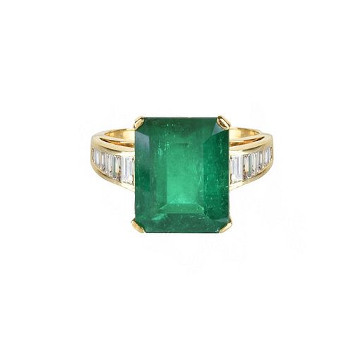 GIA Emerald, Diamond and 18K Ring