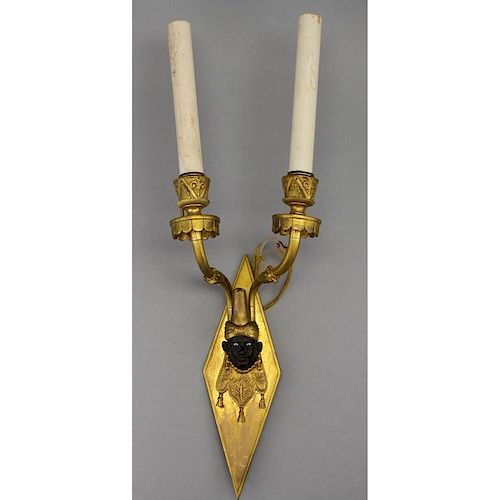 Figural French Bagues Gilt Bronze Sconce