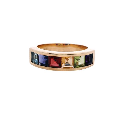 Multicolor Semi-precious stones 18kt Gold Ring