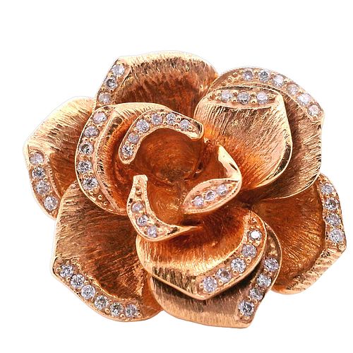18k yellow Gold Flower Ring with Diamonds