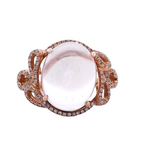 Cocktail Ring in 18kt Gold with Moonstone & Diamonds