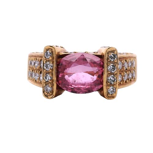 Pink Sapphire & Diamonds 18kt Gold Ring