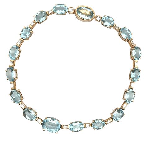 18kt Gold Bracelet with Aquamarines and Diamonds