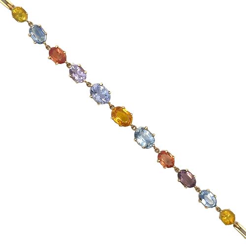 10.80 Cts in colored Sapphires 18kt Gold Bracelet