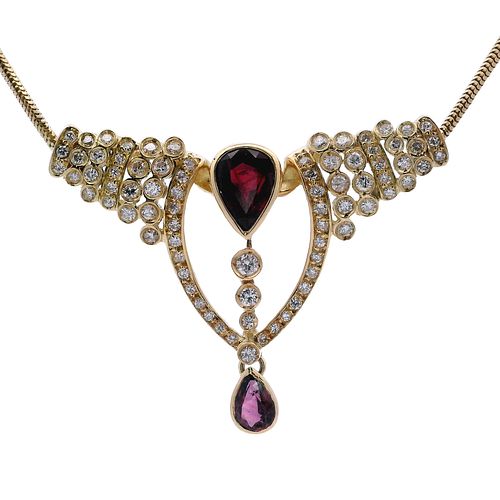 18kt Gold Necklace with Diamonds and Rubies