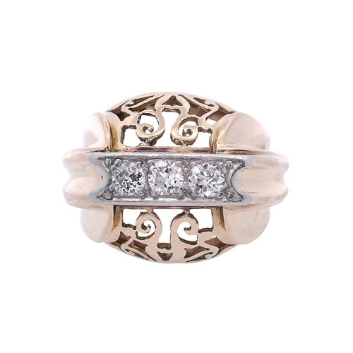 18kt Gold and Platinum Ring with Diamonds