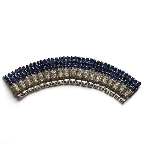 170 CTw in Diamonds and Sapphires Platinum Art Deco sytle Bracelet