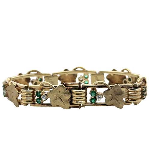 Emerald and Diamonds 14kt Gold Bracelet