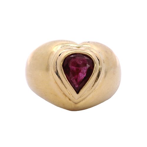 French 18k Gold Ring with Ruby