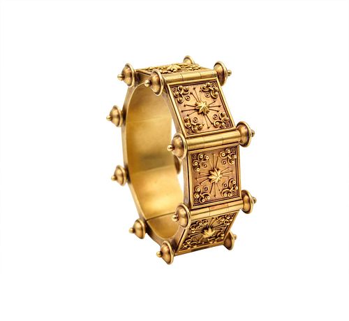 Castellani 1870 Italian Etruscan Revival Bracelet In 19Kt Yellow Gold