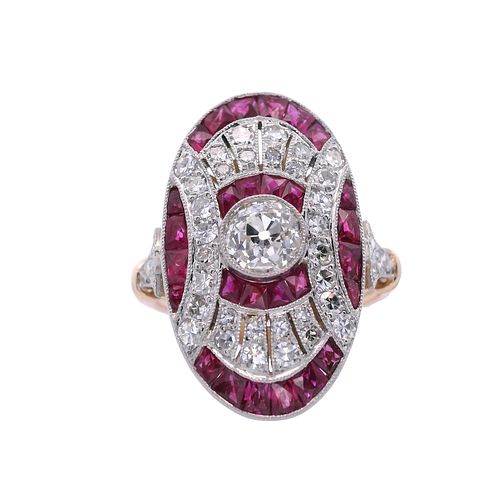 18kt Gold Cocktail Ring with Diamonds and Rubies